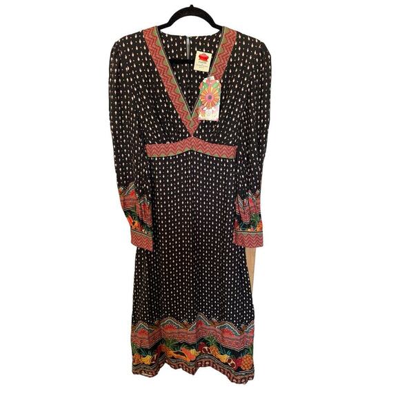 NWT Farm Rio Anthropologie Isobel Dress Tropical Long Sleeve Maxi Size XS - Picture 3 of 14